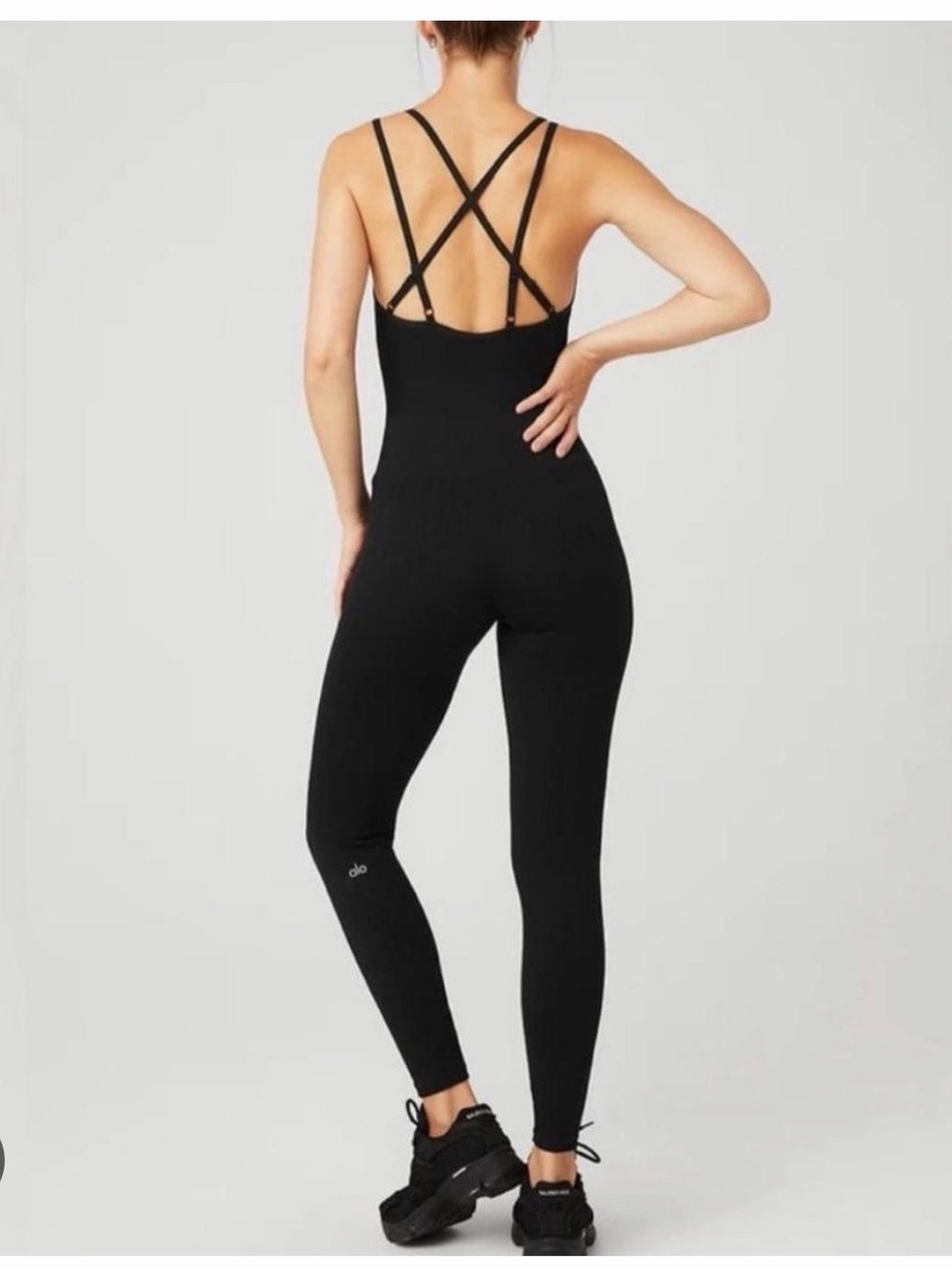 EUC Alo Yoga Seamless Cable Knit Jumpsuit One Piece Black size XXS - Picture 2 of 9
